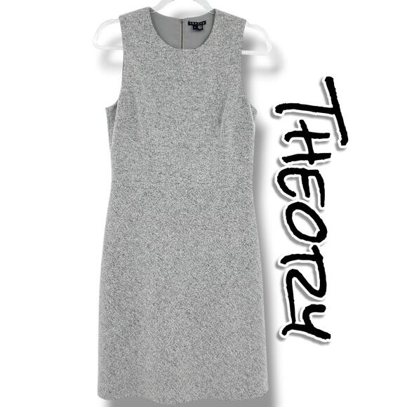 Theory Dresses & Skirts - Theory Raneid K Wool Felt A-Line Dress Gray Sleeveless 6 Virgin Wool Minimalist